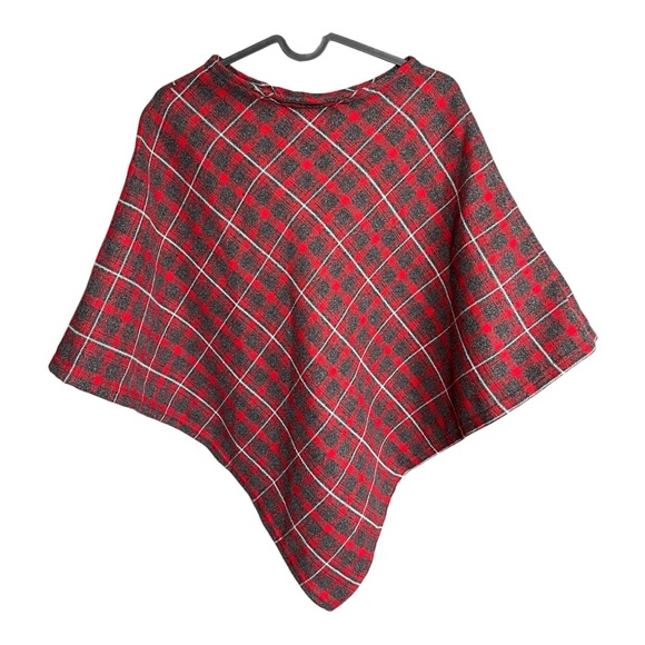 Fratelli Tallia Plaid Poncho - Red - Picture 4 of 4
